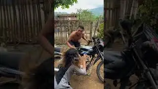 When He&rsquo;s Trying to Ride His Bike&hellip; But She&rsquo;s Got the Ultimate Prank! 😂🏍️ #ViralComedy #RuralLife