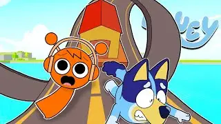 BLUEY y SPRUNKI OREN se DESLIZAN por el TOBOGAN INFINITO | Las Aventuras de BLUEY en ROBLOX!