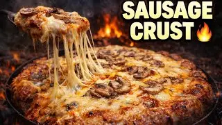 Sausage Crust Pizza Cooked Over Fire in the Wild 🍕| ASMR Outdoor Cooking 🔥