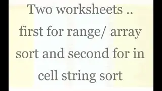 VBA Arraylist - Sort Function  - Range/ array and cell/string sort - Excel Cell by Cell