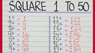 Squares 1 to 50 | 1 to 50 Square Root | 1 to 50 Square
