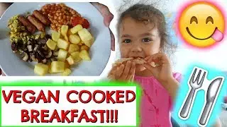 VEGAN COOKED FULL ENGLISH BREAKFAST - VEGAN KIDS MUKBANG!😋
