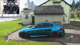 Alfa Romeo Giulia Quadrifoglio Ferrari F154CB V8 swap   Forza Horizon 4   Logitech g29 gameplay