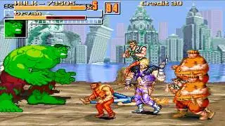 Тестовая версия 0.7 игры Cadillacs and Dinosaur Warriors с модом Hulk от OpenBor. Геймплей.