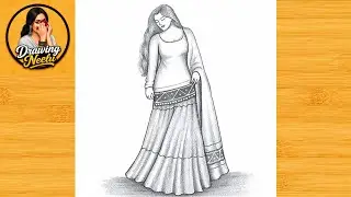 How to draw a Girl in Sharara Dress || Pencil sketch for beginner || Girl dress drawing || Drawing