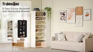 Tribesigns 9-Tier Corner Bookshelf: Maximize Space & Style in Your Home 📚✨ - HL0290