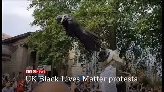 George Floyd - Black Lives Matter protests (slaver statue pulled down) UK - BBC/ITV News 7 June 2020