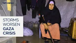 Polar storm lashes displaced Gazans as Israel restricts supplies