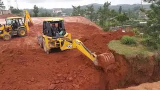 jcb 3dx super working in the field# constructing playing ground