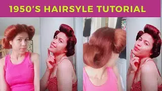 How to create easy Victory roll w/ flower in the side & bulky braid hairstyle Tutorial .
