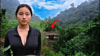 Building a House on a Steep Cliff Between Two Trees | Cliff Living | survival skills
