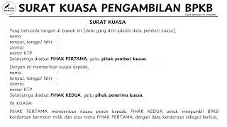 CARA MENULIS SURAT KUASA PENGAMBILAN BPKB BERMATERAI