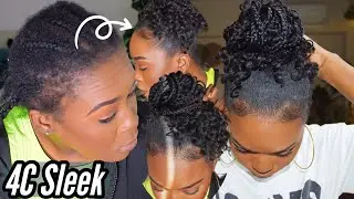HOW I SLEEK MY 4C EDGES| THE BEST EDGE CONTROL! knotless braids curly ponytail| sleek hairstyle 2022