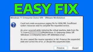 How To Fix Could Not Create Anonymous Paging File Error (Paging File Too Small) VMWare Workstation