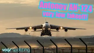 Antonov AN-124 extremely heavy and loud takeoff at Zurich Airport!!