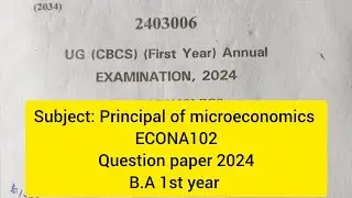 Principal of microeconomics-II |B.A 1st year question paper 2024|| HPU/SPU|Pervious Year  Paper