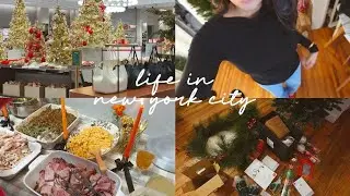 weekend in my life: decorating for christmas, attending friendsgiving, shopping, life in NYC