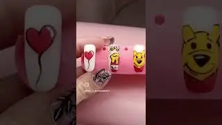 hand painted Winnie the Pooh 🍯 #handpaintednailart #winniethepooh #nailart #nailtech