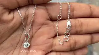 Round Cut Solitaire Lab Diamond Pendant With Bail  @ourosjewels