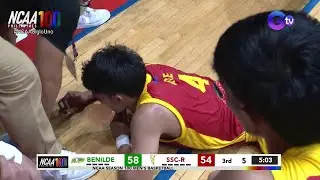 Paeng Are bleeds his upper lip after a hard contact from Benilde&rsquo;s Mark Sangco | NCAA Season 100