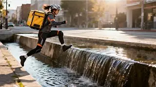 A young lady who can perform light-footed kung fu crosses a ditch#parkour #funny