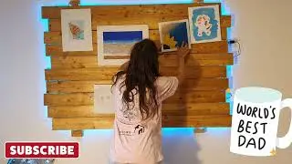 Build your own wooden billboard with led light for kid's artwork display