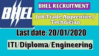 BHEL Recruitment 2020/Jhansi/Central gvmt job