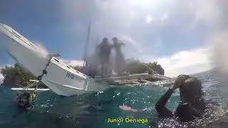 A Scuba Diver Giant Stride Entry In Pescador Island, Moalboal, Cebu, Philippines 🇵🇭.