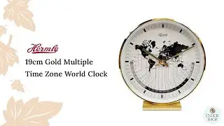 19cm Gold Multiple Time Zone World Clock By Hermle