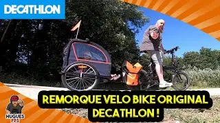 Ma fille en remorque velo bike original decathlon !