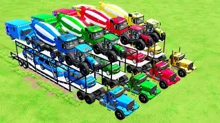 DACIA COLORFULL - ALL MIXER TRUCK, EXCAVATOR, TRACTORS, POLICE CAR, GARAGE COLOR SORTING!
