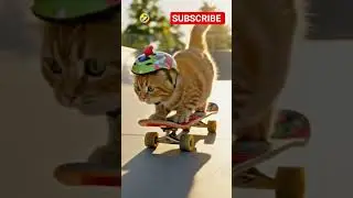 cat 🐈 skating😂🤣#viral #shorts #short #shortsfeed #funny#cartoon #cat#skating #video #viralvideo#ai