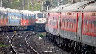 PARALLEL DEPARTURE: Chennai Rajdhani & Chennai Shatabdi departing together from Chennai Central
