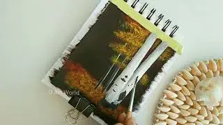 How to paint yellow tree with Acrylic color | Scenery painting with Acrylic color |