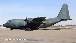 Royal Canadian Air Force Lockheed CC-130H Taxi and Takeoff at Calgary Airport
