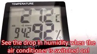 See the drop in humidity when the air conditioner is switched on!
