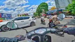 Driving Motor Along Beautiful Views in the City for Relaxation | 18-Minute Ride Through Calm Streets