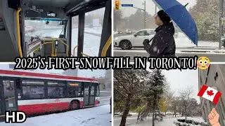 ❄️ First Snow of 2025 in Toronto! Taking the TTC Bus to Work (Chaos or Cozy?)