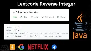Palindrome number ( leetcode 9 ) Solution in Java | Palindrome Number In Java | Leetcode 9