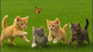 🌸✨ Colorful Baby Kittens Hunting Mice in the Grass – Adorable & Exciting Cat Video