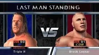 Triple H vs Brock Lesnar Lastman Standing Full length match WWE SMACKDOWN HERE COMES THE PAIN -PS2 