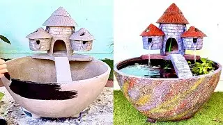 DIY | Cement and sand castle aquarium and waterfall is easy