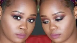 Smokey Plum Glitter Makeup Look