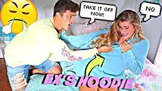 Wearing My EX BOYFRIENDS Hoodie To See How My Boyfriend Reacts! *He Ripped it*
