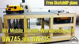 DIY Mobile Liftable Workbench with Dewalt DW745 and DW735 | 自制可升降工作台集成得伟DW745和DW735
