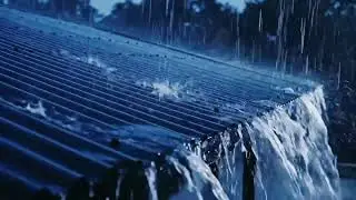 Heavy Night Rain ASMR on Tin Roofs by a Rural Road, Intense Downpour Creating a Deep Cozy Mood 035