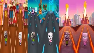 Talking Tom Gold Run 1VS 2 HALLOWEEN 2023 VS 2024 Volcano Stage TALKING TOM VS TALKING ANGELA