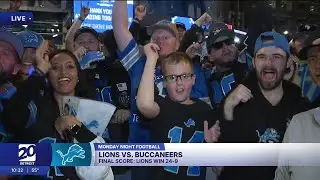 Detroit Lions fans celebrate win over Tampa Bay Buccaneers