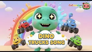 Colorful Dino Monster Trucks Song 🚛🦖 | Nursery Rhymes for Kids | CoComelon Style