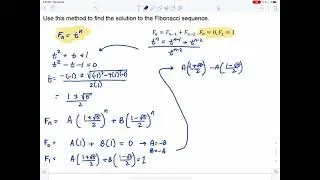 Solving a Linear Homogeneous Recurrence w/ Constant Coefficients (Fibonacci Sequence)